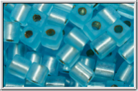 SB-03-0018f, MIYUKI Squares, 3mm, aqua, trans., silver-ld., matte, 10g