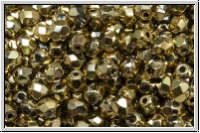 Bhm. Glasschliffperle, feuerpol., 4mm, bronze, dorado, met., 50 Stk.