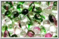 Drop Beads, 4x6mm, crystal, trans., green/fuchsia ombriert, 20 Stk.