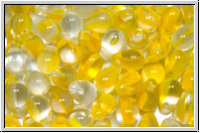 Drop Beads, 4x6mm, crystal, trans., yellow ombriert, 20 Stk.