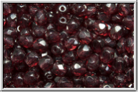 Bhm. Glasschliffperle, feuerpol., 4mm, wine, trans., luster, 50 Stk.