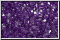 Bhm. Glasschliffperle, feuerpol., 4mm, crystal, trans., purple coating, 50 Stk.