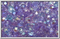 Bhm. Glasschliffperle, feuerpol., 4mm, violet, lt., trans., AB, 50 Stk.