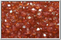 Bhm. Glasschliffperle, feuerpol., 4mm, rose, opal, half copper luster, 50 Stk.