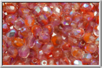 Bhm. Glasschliffperle, feuerpol., 4mm, crystal red ombriert, trans., AB, 50 Stk.