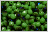 Bhm. Glasschliffperle, feuerpol., 4mm, jade, lt., op., half azuro, 50 Stk.