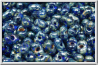 Farfalle Perlen,  4x2mm, sapphire, trans., picasso, 10 g