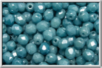 Bhm. Glasschliffperle, feuerpol., 4mm, aqua, op., baby blue luster, 50 Stk.