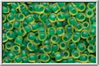 R-11-0242f, TOHO Rocailles, 11/0, jonquil, trans., emerald-ld., matte, 10g