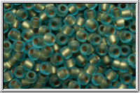 R-11-0995f, TOHO Rocailles, 11/0, aqua, trans., gold-ld., matte, 10g