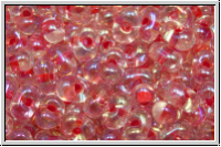 BB-0276, MIYUKI Berry Beads, 4,5x2,5mm, crystal, trans., dk. coral-ld., AB, 10g