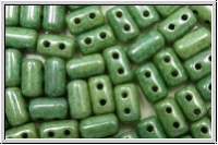 RUL-03000-14459, Rulla Beads, 3x5mm, white, op., green marbled, 100 Stk. (ca. 11 g)