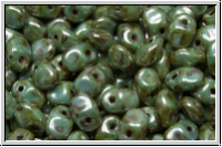 SuperUno Beads, white, op., blue/brown marbled, 100 Stk.
