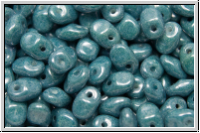 SuperUno Beads, white, op., blue/grey marbled, 100 Stk.