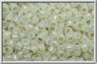 R-11-2100, TOHO Rocailles, 11/0, white, opal, silver-ld., 10g