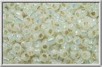 R-11-2100PF, TOHO Rocailles, 11/0, white, opal, silver-ld., perm.-finish, 10g