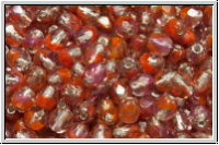 Bhm. Glasschliffperle, feuerpol., 4mm, crystal red ombriert, trans., silver-ld., 50 Stk.