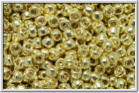 R-11-0559PF, TOHO Rocailles, 11/0, gold, yellow, galv., met., perm.-finish, 10g