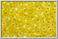 PRECIOSA TWIN Beads, crystal, trans., yellow pearl, silver-ld., 10g