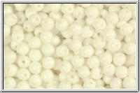 bhm. Glasperle, rund, 4mm, white, op., 50 Stk.