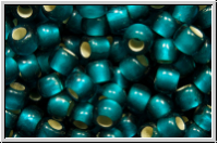 R-08-0027bdf, TOHO Rocailles, 08/0, teal, trans., silver-ld., matte, 10g