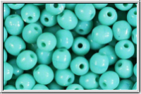 bhm. Glasperle, rund, 6mm, turquoise, op., 25 Stk.