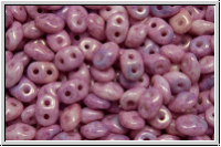 SD-03000-14494, SuperDuo Beads, white, op., rose marbled, 10g