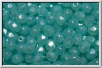 Bhm. Glasschliffperle, feuerpol., 4mm, aqua, opal, luster, 50 Stk.