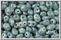 SD-03000-14464, SuperDuo Beads, white, op., blue/grey marbled, 10g