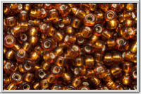 RR-11-0005, MIYUKI Rocailles, 11/0, amber, dk., trans., silver-ld., 10g