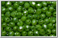 Bhm. Glasschliffperle, feuerpol., 4mm, green, silk, luster, 50 Stk.