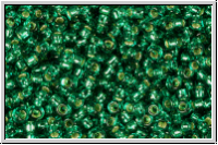 RR-11-0017, MIYUKI Rocailles, 11/0, emerald, trans., silver-ld., 10g