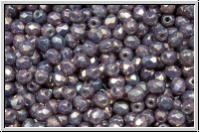 Bhm. Glasschliffperle, feuerpol., 3mm, white, opal, purple iris., 50 Stk.