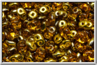 SD-10060-26441, SuperDuo Beads, topaz, trans., half brass, 10g