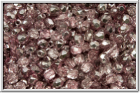 Bhm. Glasschliffperle, feuerpol., 3mm, crystal, trans., half apollo, pink, 50 Stk.