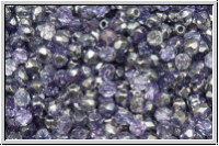 Bhm. Glasschliffperle, feuerpol., 3mm, crystal, trans., half apollo, tanzanite, 50 Stk.