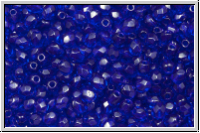 Bhm. Glasschliffperle, feuerpol., 3mm, cobalt, trans., 50 Stk.