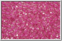 Bhm. Glasschliffperle, feuerpol., 3mm, crystal, trans., pink-ld., 50 Stk.