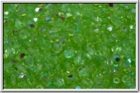 Bhm. Glasschliffperle, feuerpol., 3mm, peridot, lt., trans., AB, 50 Stk.