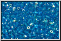 Bhm. Glasschliffperle, feuerpol., 3mm, capri blue, lt., trans., AB, 50 Stk.