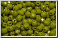 Bhm. Glasschliffperle, feuerpol., 4mm, olive, lt., op., luster, 50 Stk.