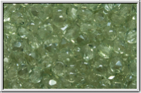 Bhm. Glasschliffperle, feuerpol., 4mm, crystal, trans., viridian, 50 Stk.