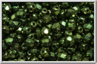 Bhm. Glasschliffperle, feuerpol., 4mm, green, met., 50 Stk.