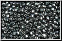 Bhm. Glasschliffperle, feuerpol., 3mm, black, op., full silver chrome, 50 Stk.