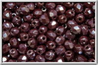 Bhm. Glasschliffperle, feuerpol., 4mm, garnet, lt., op., luster, 50 Stk.