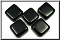 Bhm. Glasperle, Quadrat, diagonal gelocht, 11x11x4,4mm, black, op., 5 Stk.