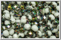 Bhm. Glasschliffperle, feuerpol., 4mm, white, op., half vitrail, 50 Stk.