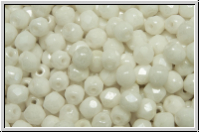 Bhm. Glasschliffperle, feuerpol., 4mm, white, op., luster, 50 Stk.