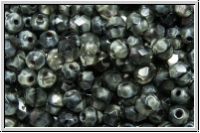 Bhm. Glasschliffperle, feuerpol., 4mm, dark grey, moonlight, 50 Stk.