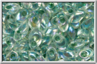 LMA-0263, MIYUKI Long Magatama, 4x7mm, crystal, trans., seafoam-ld., AB, 80 Stk-